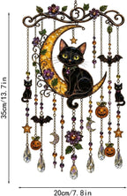 Halloween Black Cat Moon Wind Chime