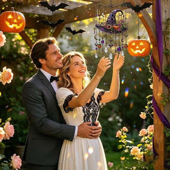 Halloween Black Cat Moon Wind Chime