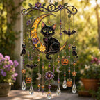 Halloween Black Cat Moon Wind Chime