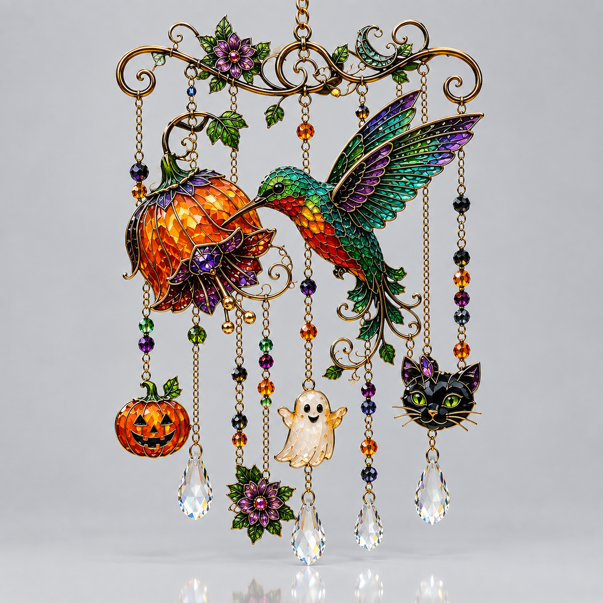 Halloween Black Cat Moon Wind Chime