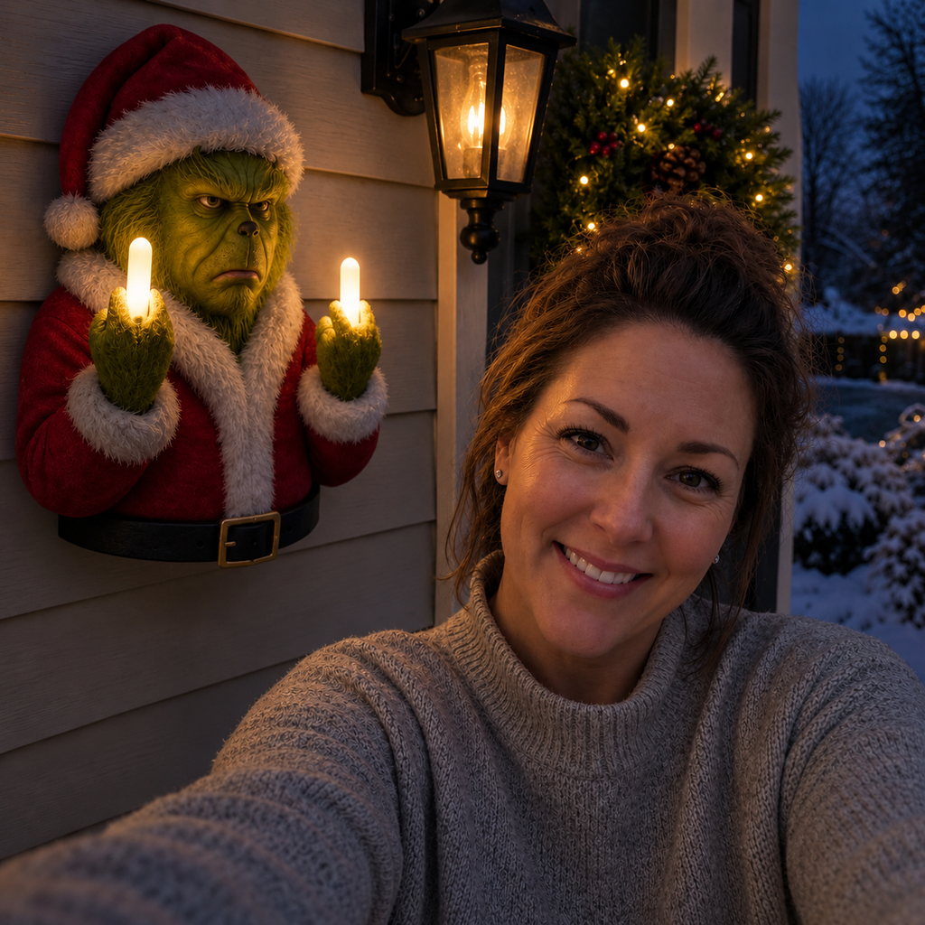 Grinch Middle Finger Christmas Light