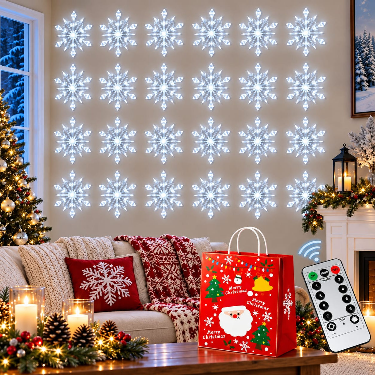 LED Snowflake Wall Set