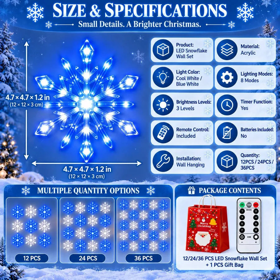LED Snowflake Wall Set