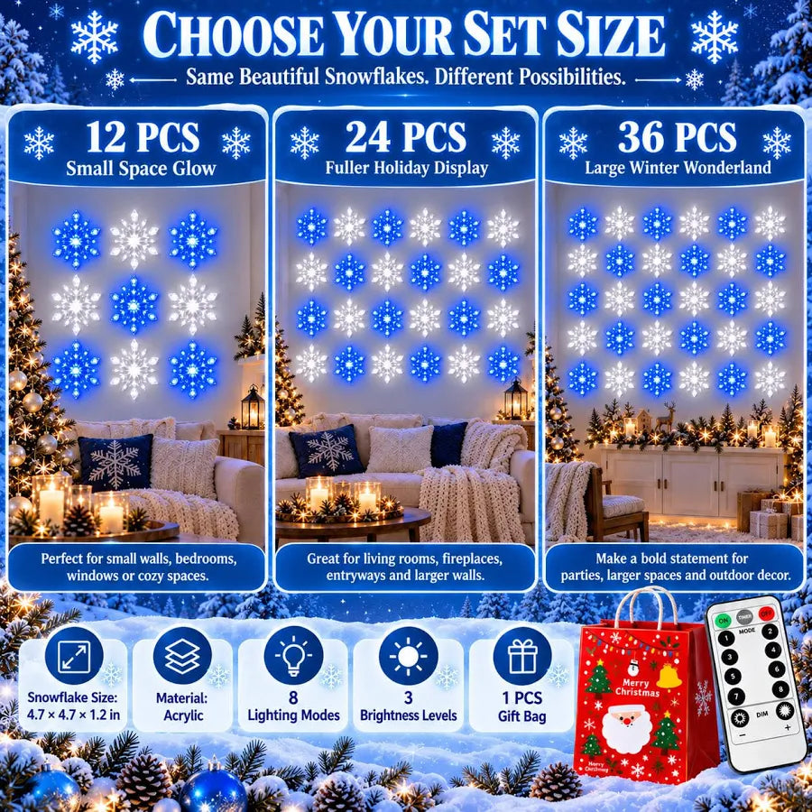LED Snowflake Wall Set